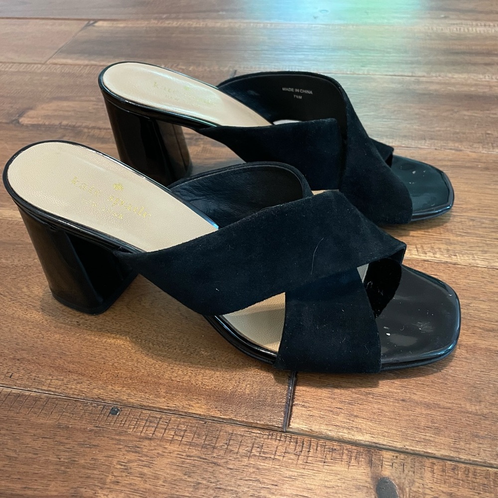 Women’s Kate Spade Black Suede &Patent Criss-cross Heels
